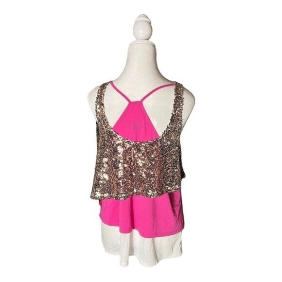 Rock & Republic Layered Pink Sequin Calypso Tank Top Size Medium - Picture 2 of 7